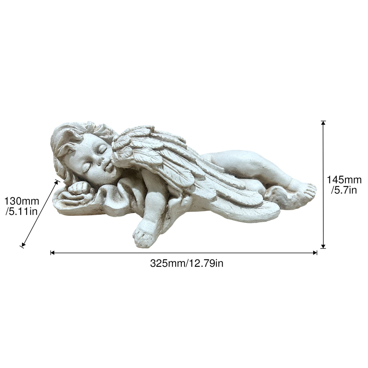 Lying Angel Statue Weatherproof Garden Decor - Gray
