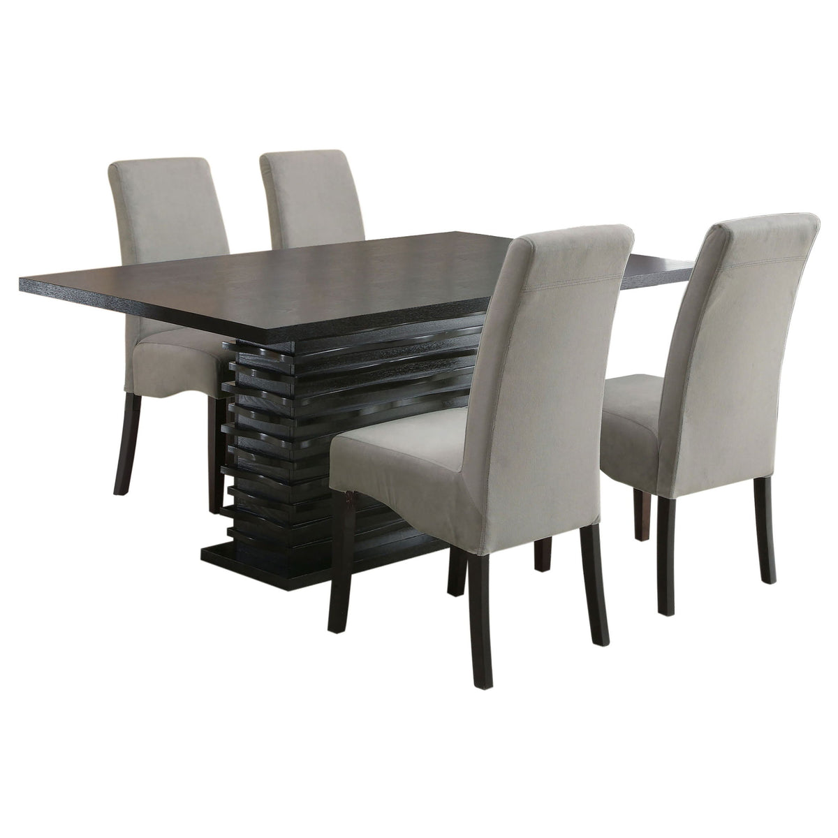 Shandra - 5 Piece Dining Set Tabletop And Upholstered Side Chairs - Gray