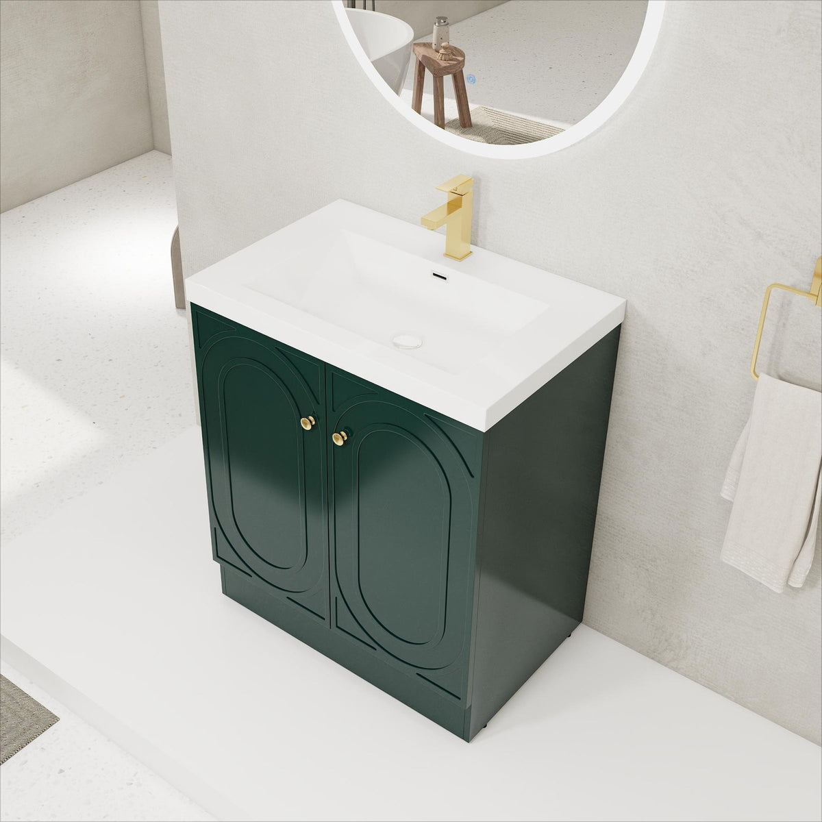 Contemporary Freestanding Bathroom Vanity With Resin Sink & Soft-Close Cabinet Doors