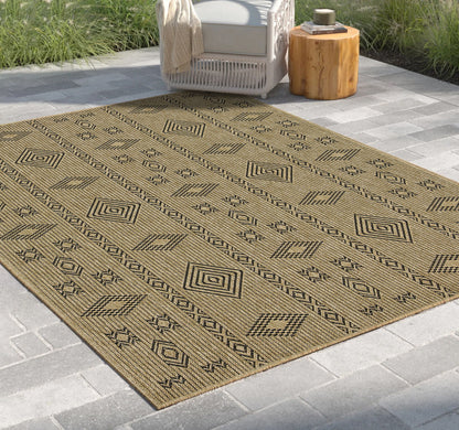 Alfombra Earth de polipropileno, color yute y color negro, para interior y exterior, 1,60 m x 2,20 m