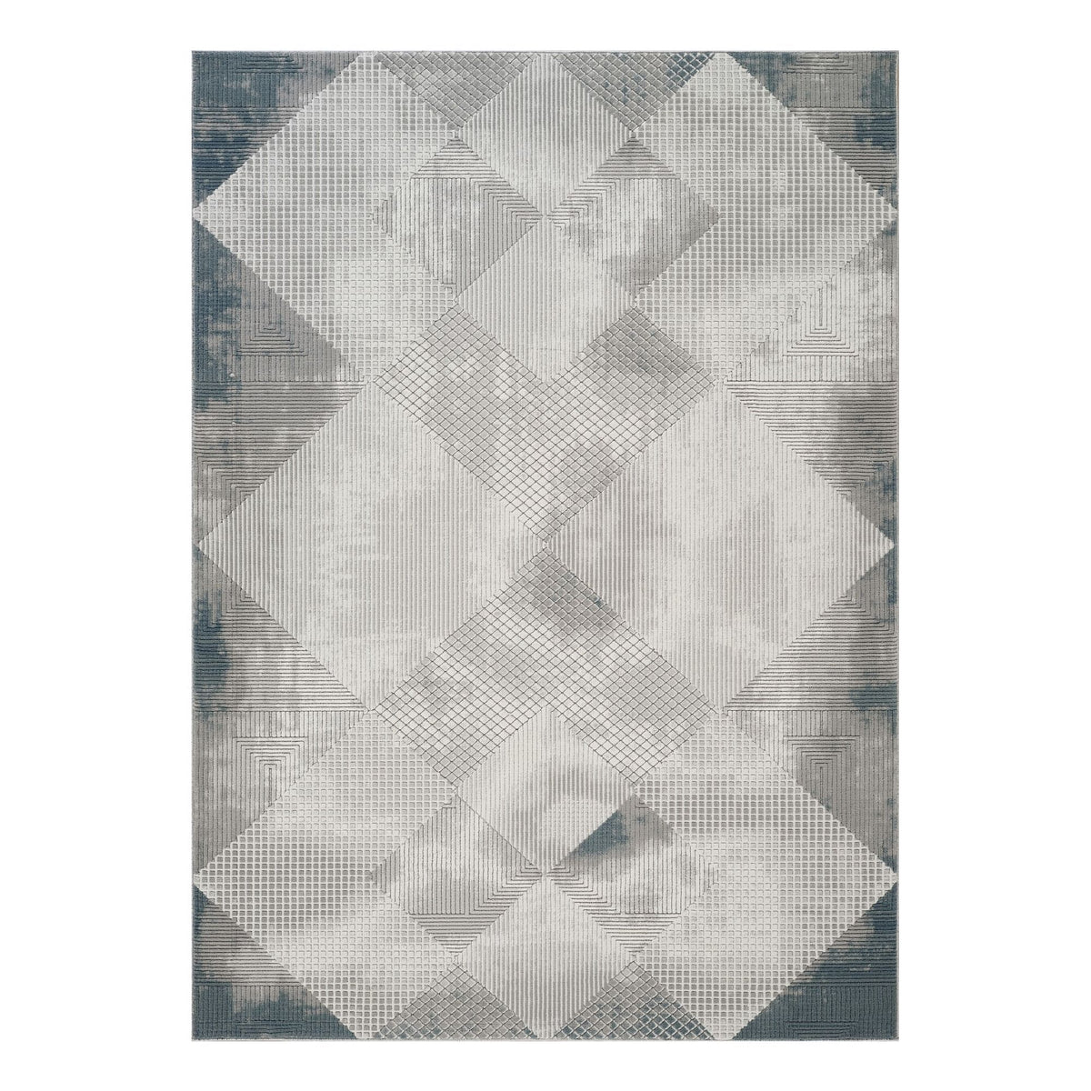 Geometrix - 5'3" X 7'3" Area Rug & Geometric, 3D Effect - Ivory / Gray - Polyester