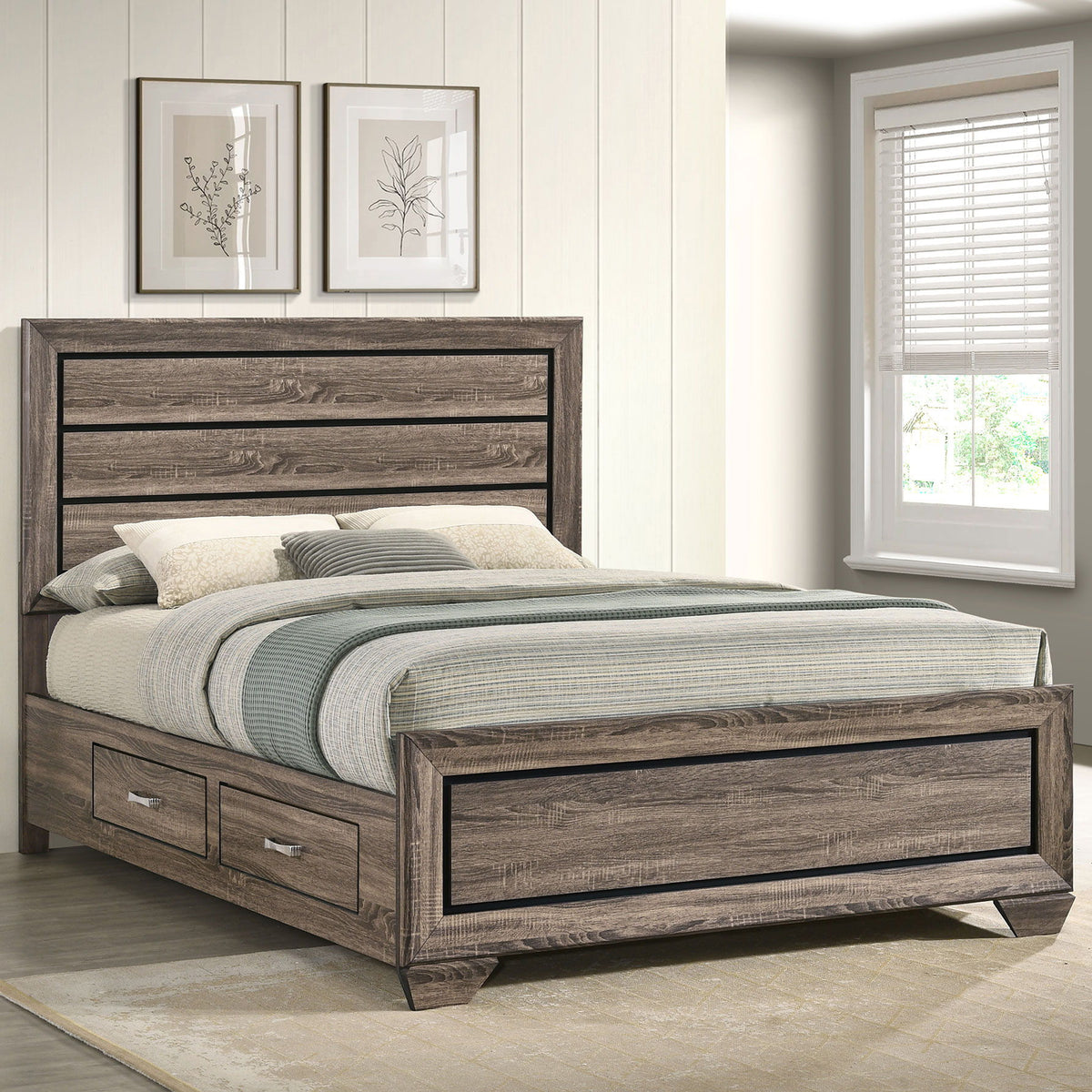 Queen Storage Bed With Underbed Drawers - Brown