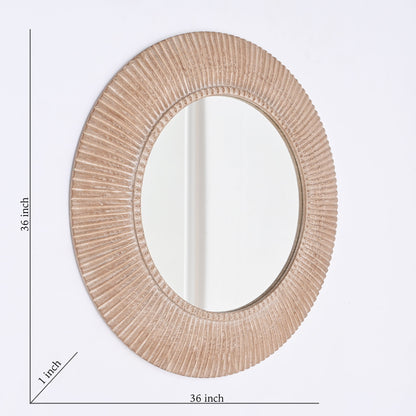 Handcarved Decorative Hanging Wall Mirror - Antique Brown / White