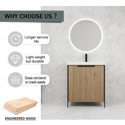 Modern Freestanding Bathroom Vanity With Resin Sink & Soft Close Cabinet Doors