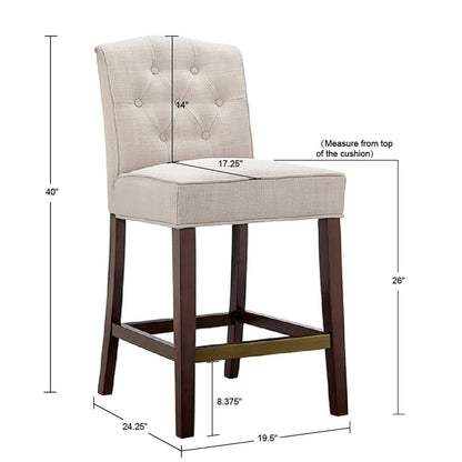Tufted Counter Stool With Tufted Back - Tan
