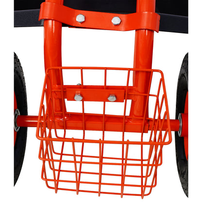 Rolling Garden Scooter Cart Seat With Wheels, 360 Swivel Seat, Tool Tray