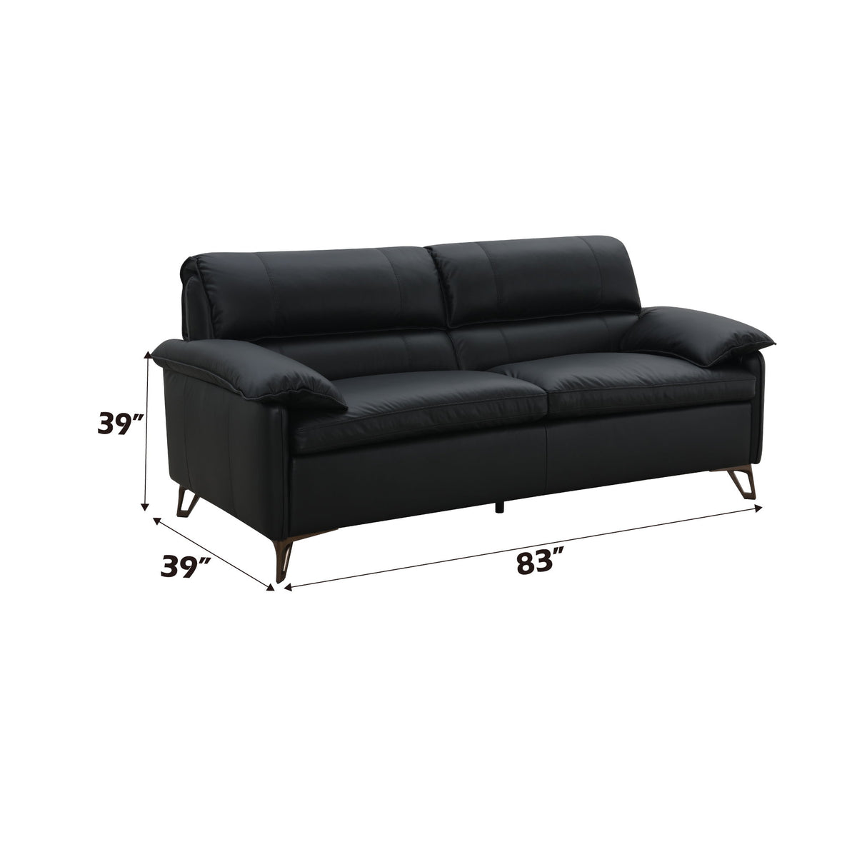 Eilene - Loveseat de cuero de grano superior - Negro