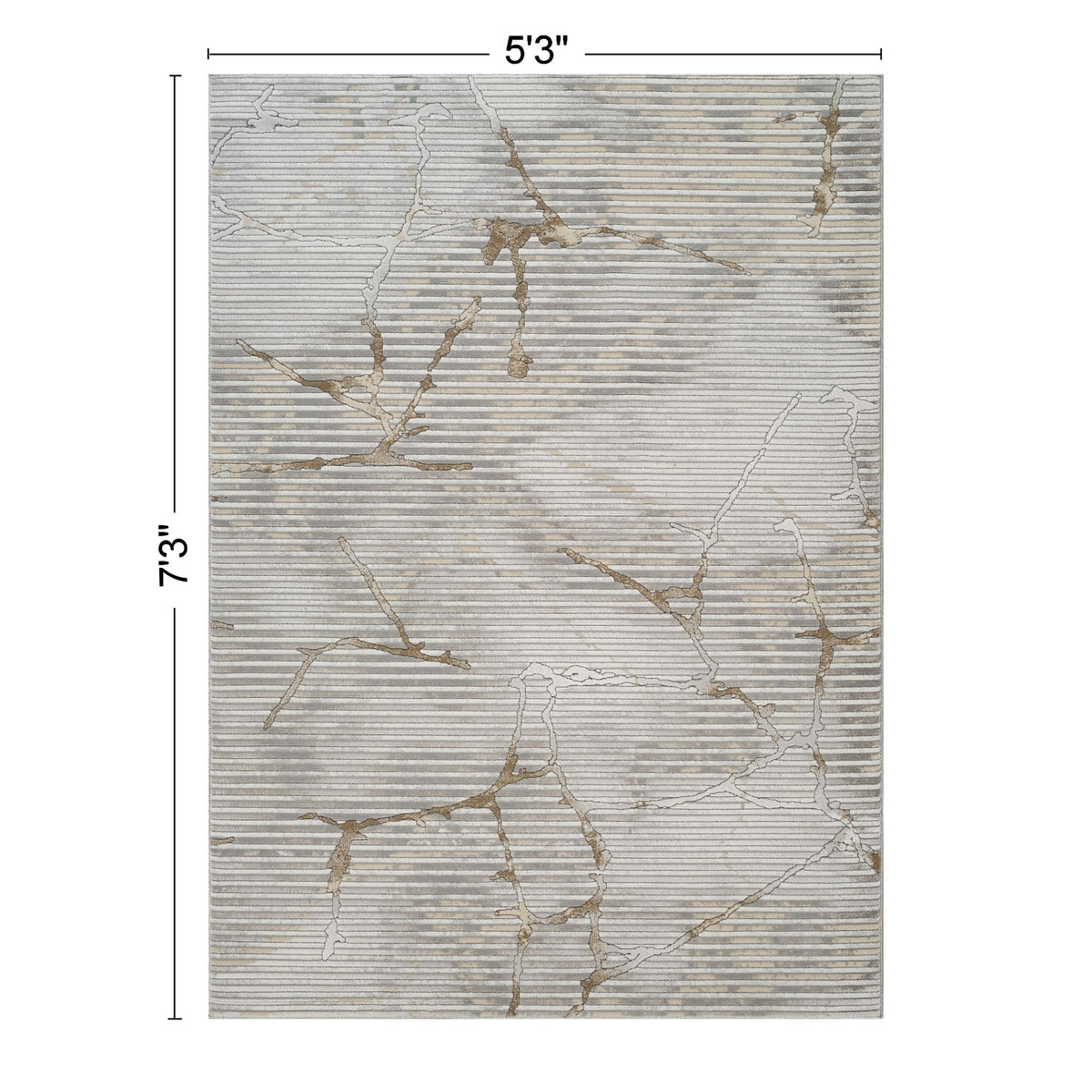 Geometrix - 5'3" X 7'3" Area Rug With Geometric, 3D Effect - Ivory / Gray