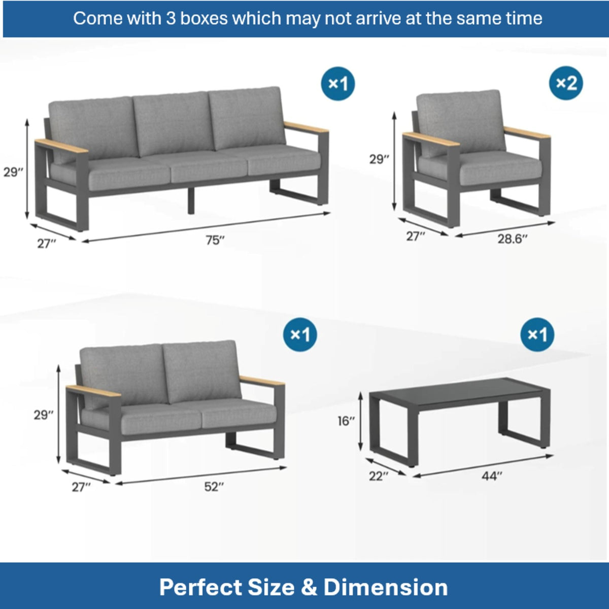 Modern Outdoor Sofa Set With Coffee Table