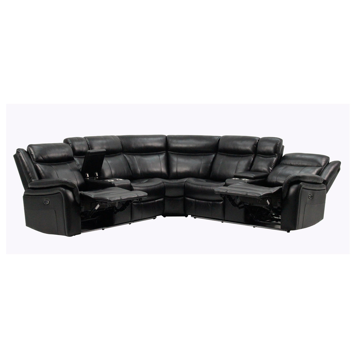 Jupiter - Leather Sectional - Black