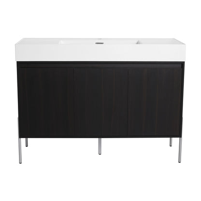 Freestanding Bathroom Vanity With Resin Sink And Storage Cabinet