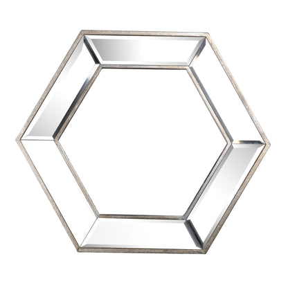 Hexagon Wall Mirror With Contemporary Glass Design, Home Decor Accent Mirror For Living Room, Entryway, Bedroom