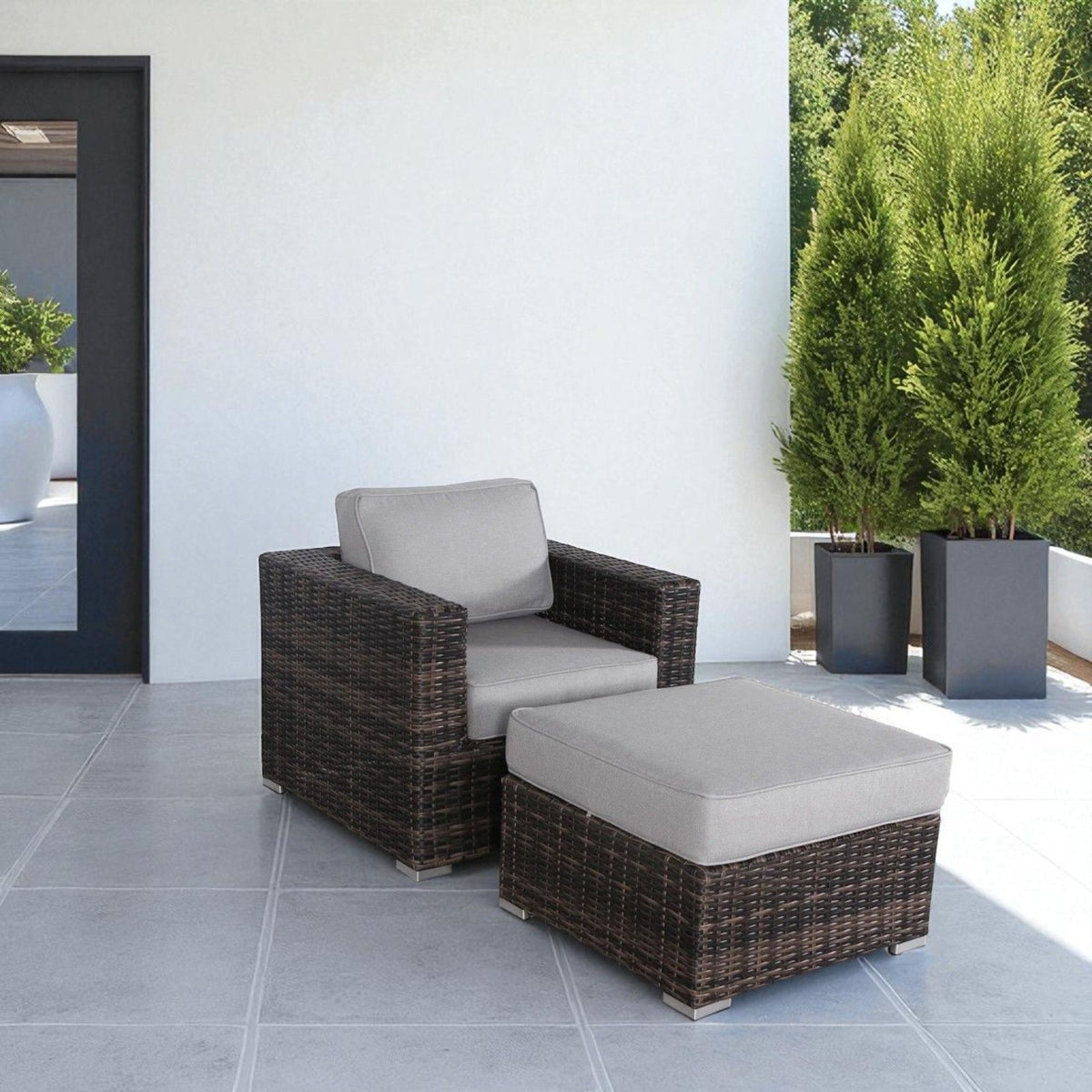 Outdoor Patio Chair Set For Patio With Foam Cushions