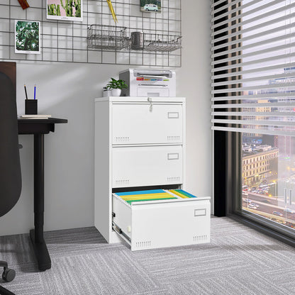 Filing Cabinet Lateral File Cabinet 3 Drawer, Locking Metal File Cabinets Three Drawer, Office Filing Cabinet With Lock Drawers For Home Office
