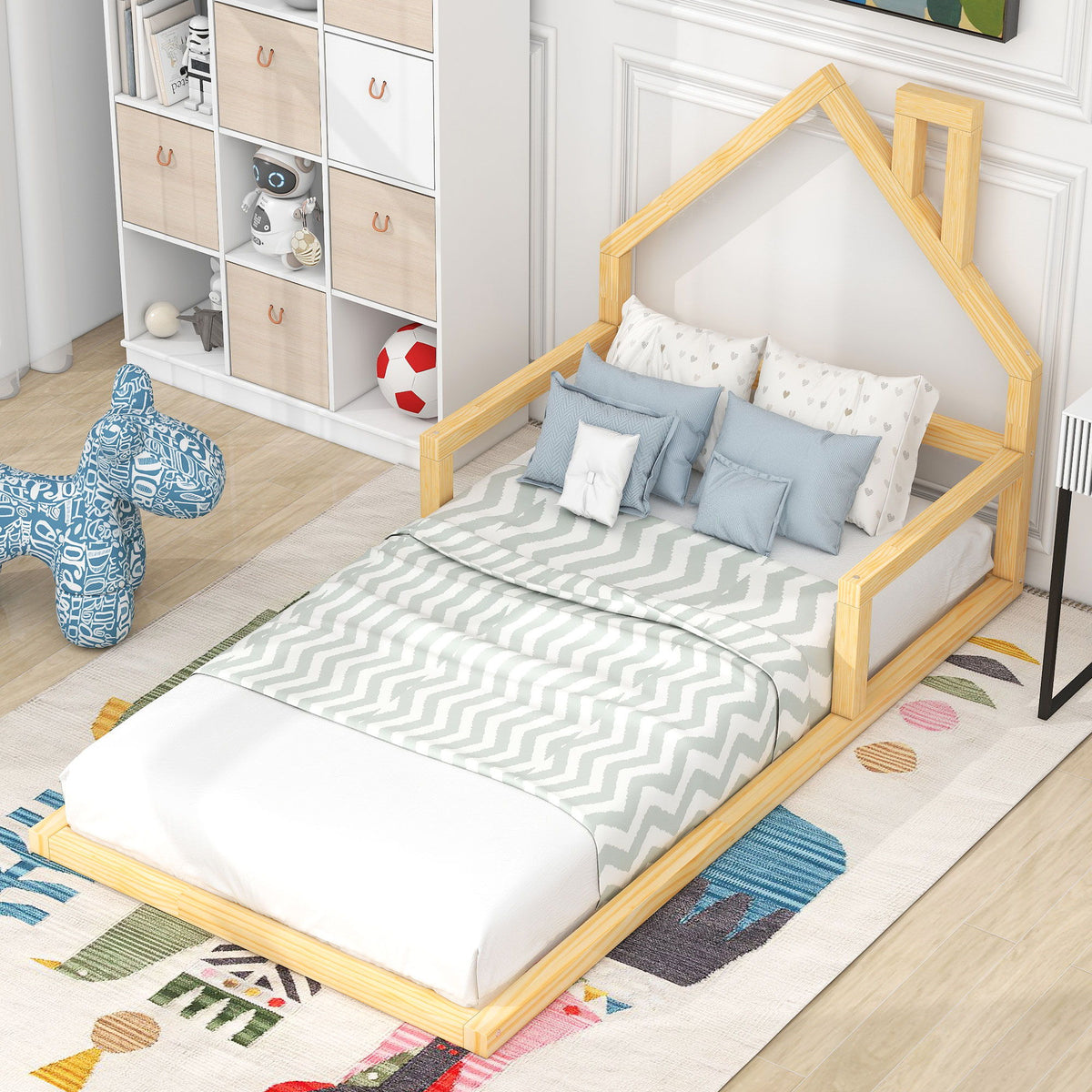 Floor Bed With House Shaped Headboard