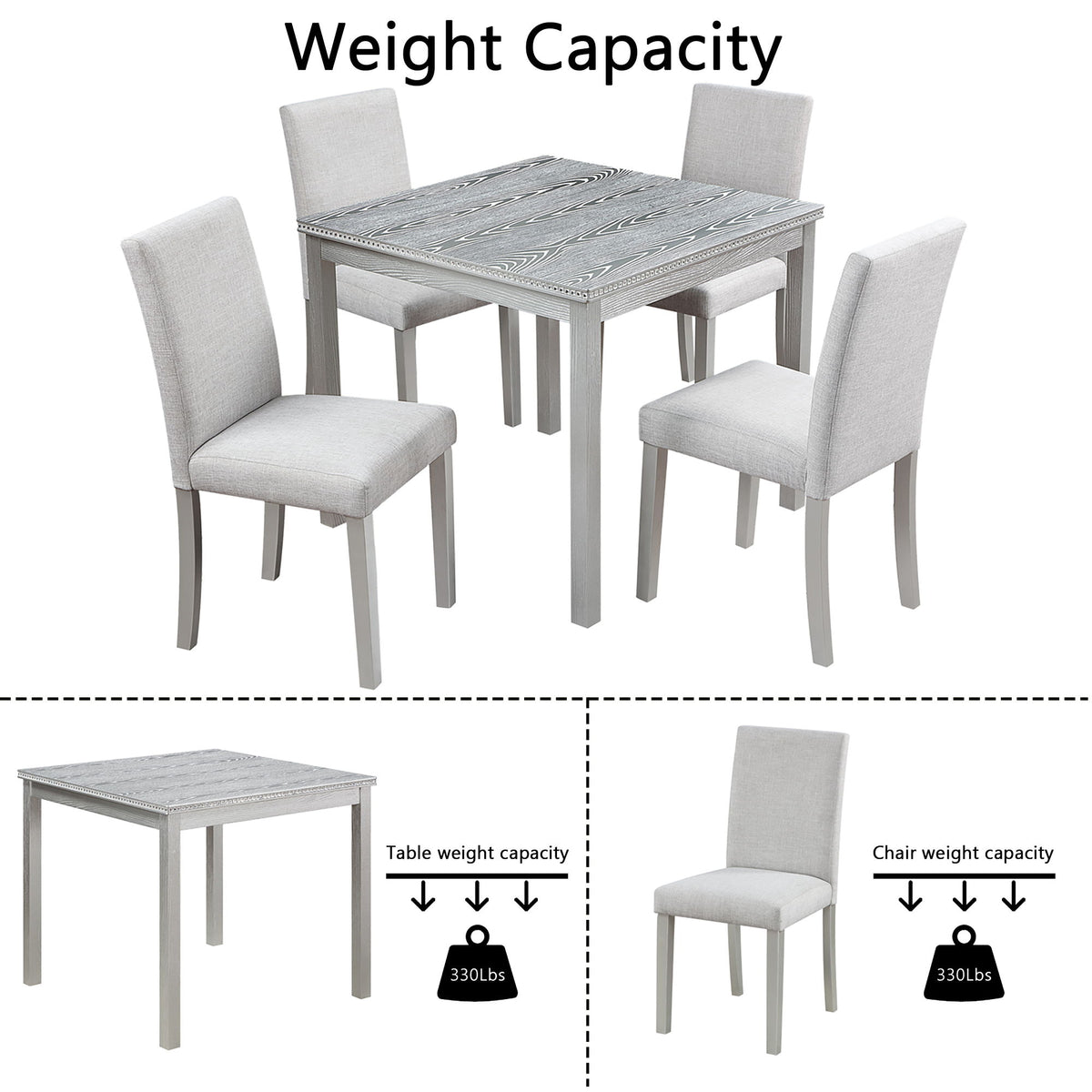 Dining Table Set With Crystal Decoration And Upholstered Chairs