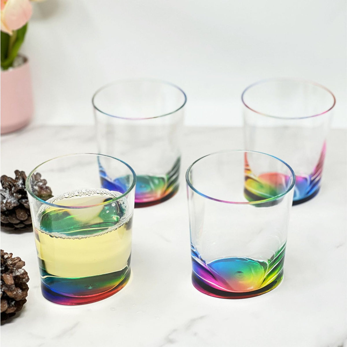 Halo - Oval Acrylic Glasses Drinking (Set of 4) Dof, Bpa Free Plastic Tumblers (12Oz) - Clear