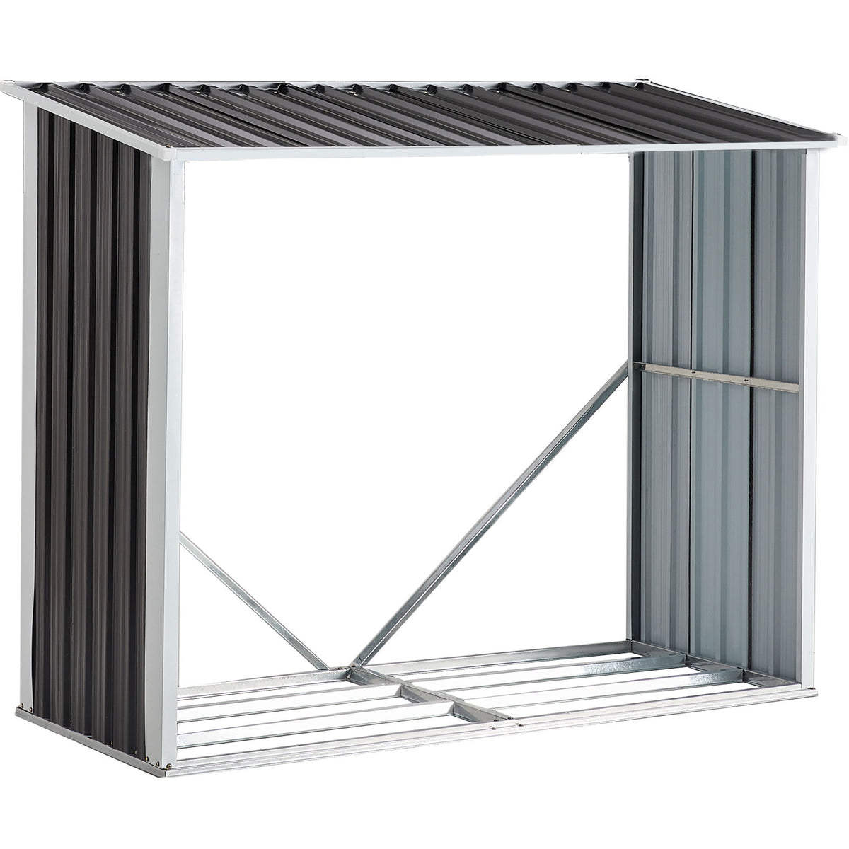 Log Storage Shed, Log Holder With Roof, Log Storage Shed, Firewood Rack For Backyard Garden Patio Porch, Anthracite Galvanized Steel - Dark Gray