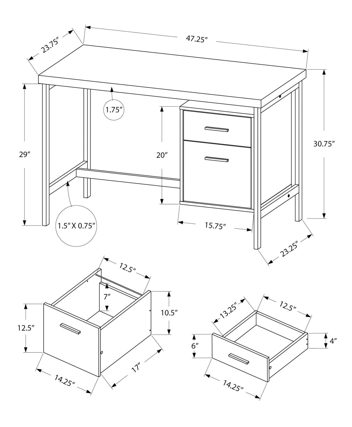 Escritorio de computadora para oficina en casa, configuración izquierda y derecha, cajones de almacenamiento, diseño moderno