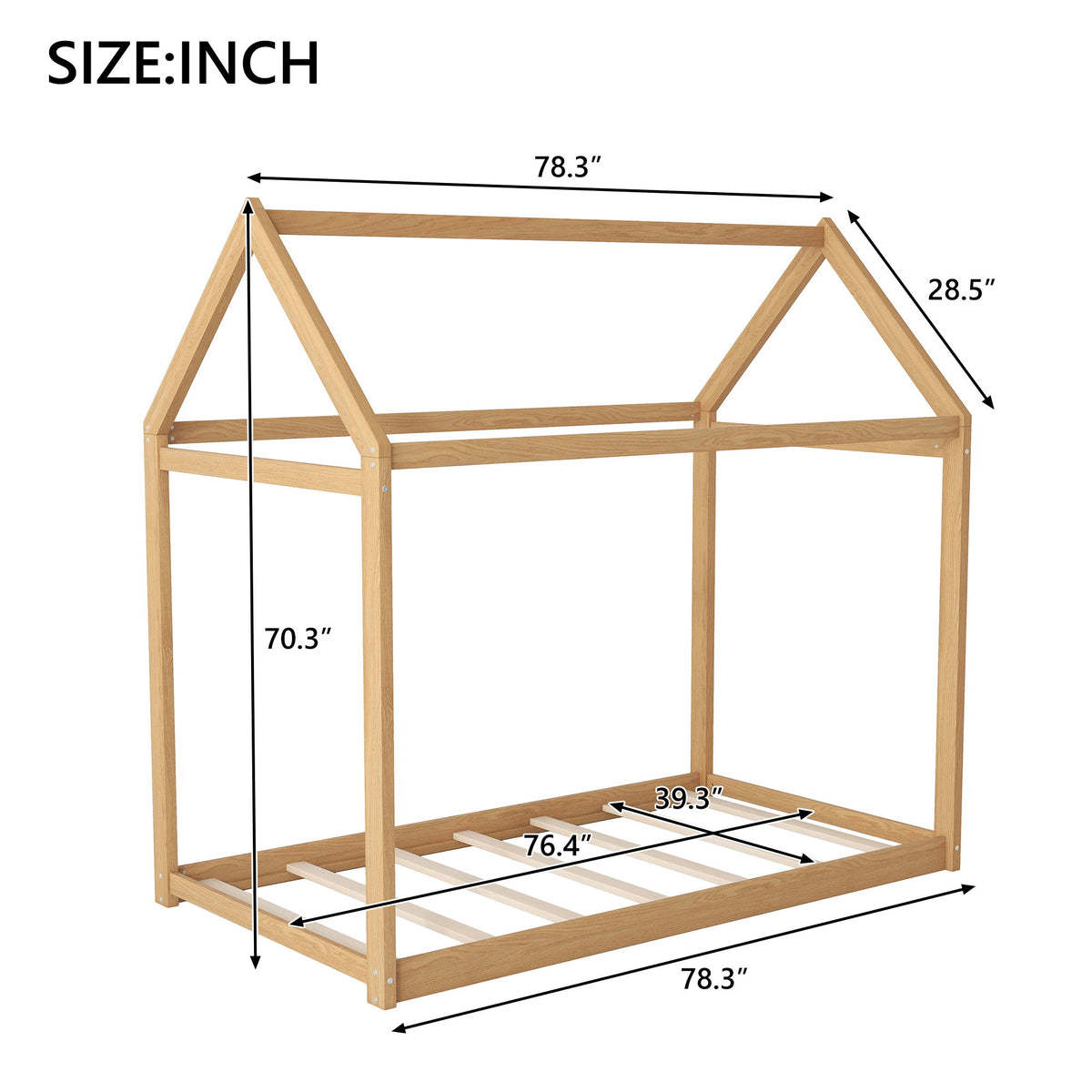 Wooden House Shaped Bed