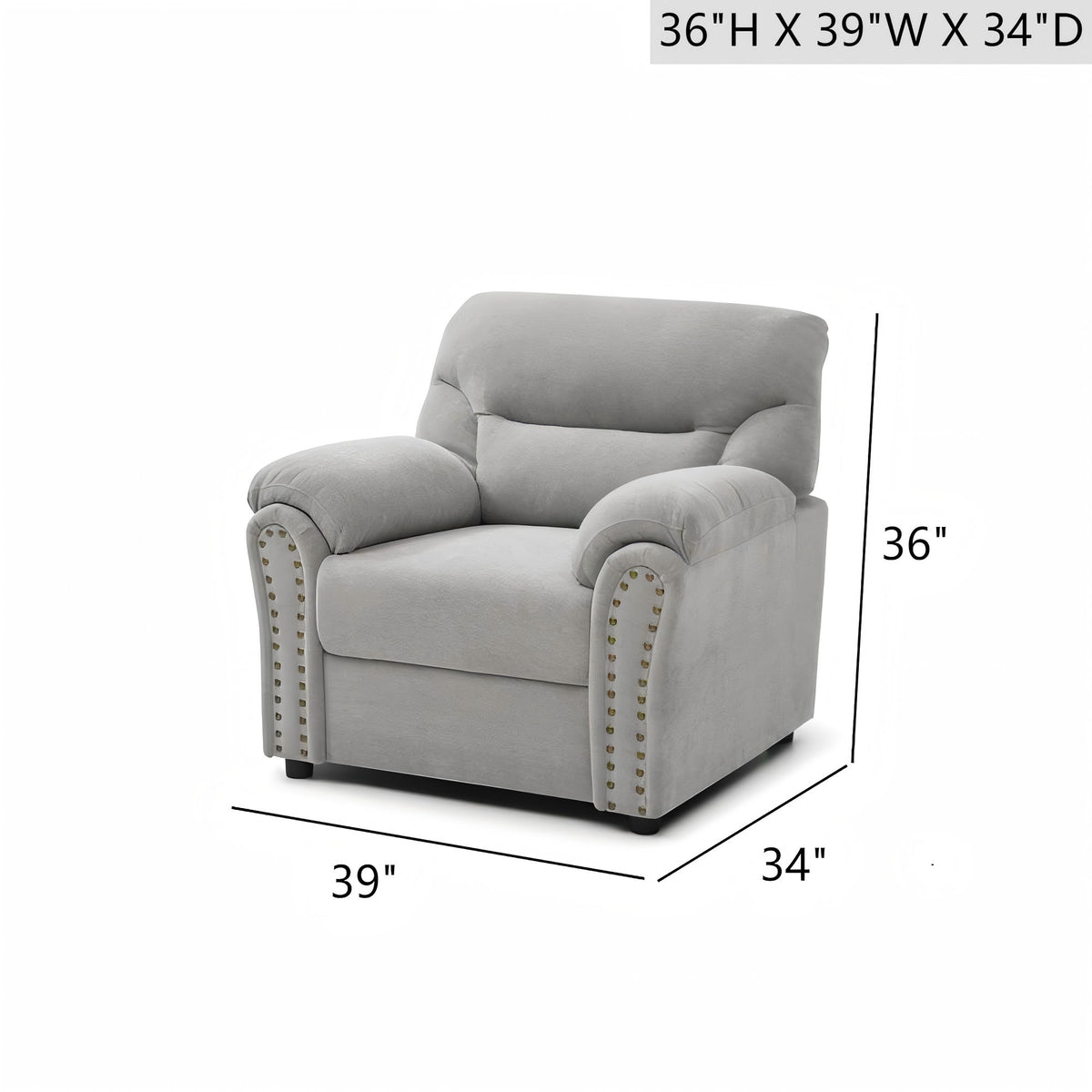 Hamilton - Chair With Hand Applied Nailhead Trim And Pillow Top Arm Cushions