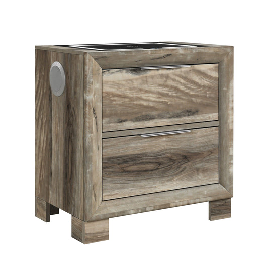 Callisie - Nightstand With Wireless Charging Top - Brown