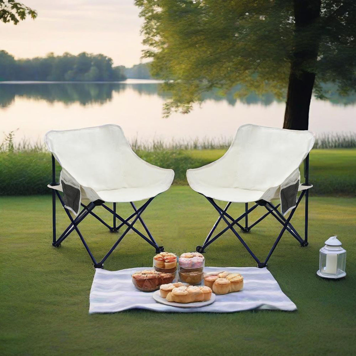 Portable Folding Camping Chairs With Carry Bag (Set of 2)