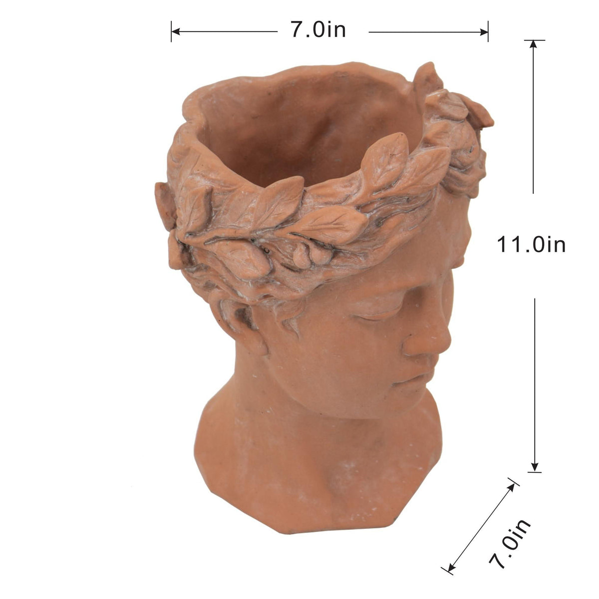 Maceta con busto de cabeza Visage de 18 x 28 cm (D7 x 11") - Marrón
