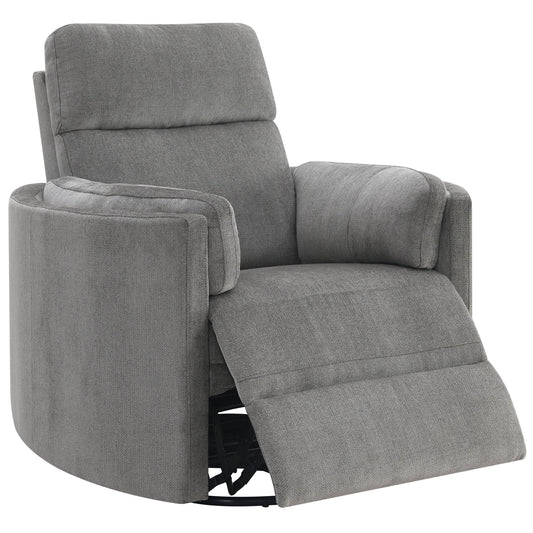 Sagen - Sillón reclinable de chenilla con mecanismo giratorio