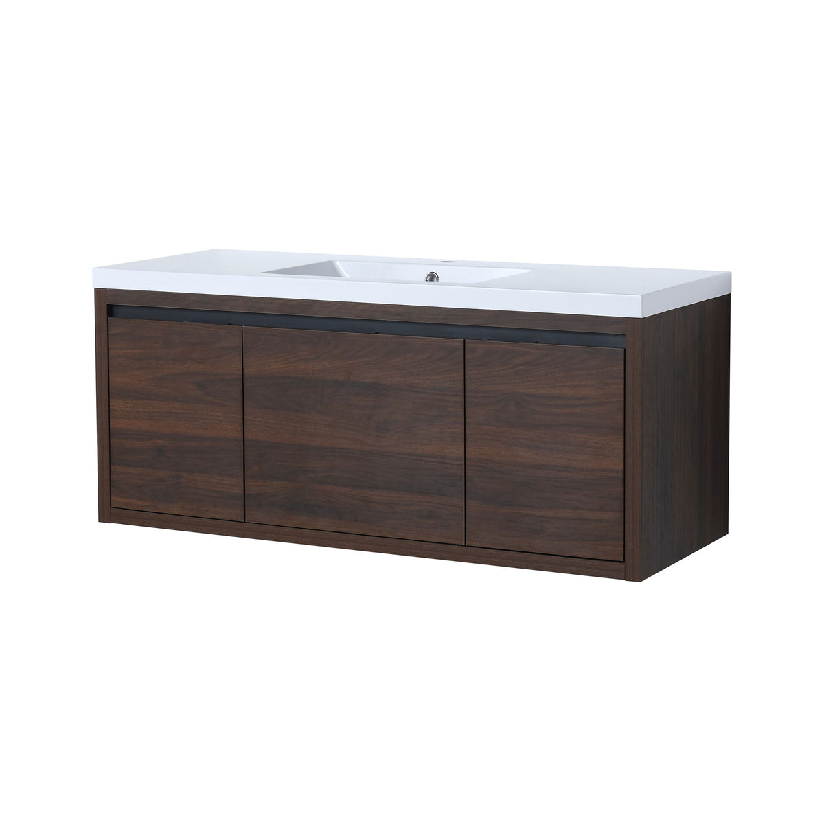 Floating 48" Bathroom Vanity With Resin Sink And Soft Close Doors California Plywood - California Walnut