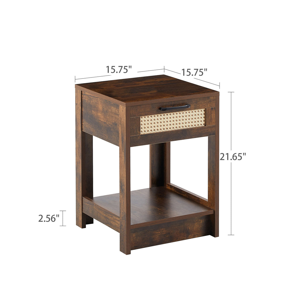Mesa auxiliar de ratán de 40 cm con cajón, mesita de noche moderna, mesa auxiliar para sala de estar y dormitorio