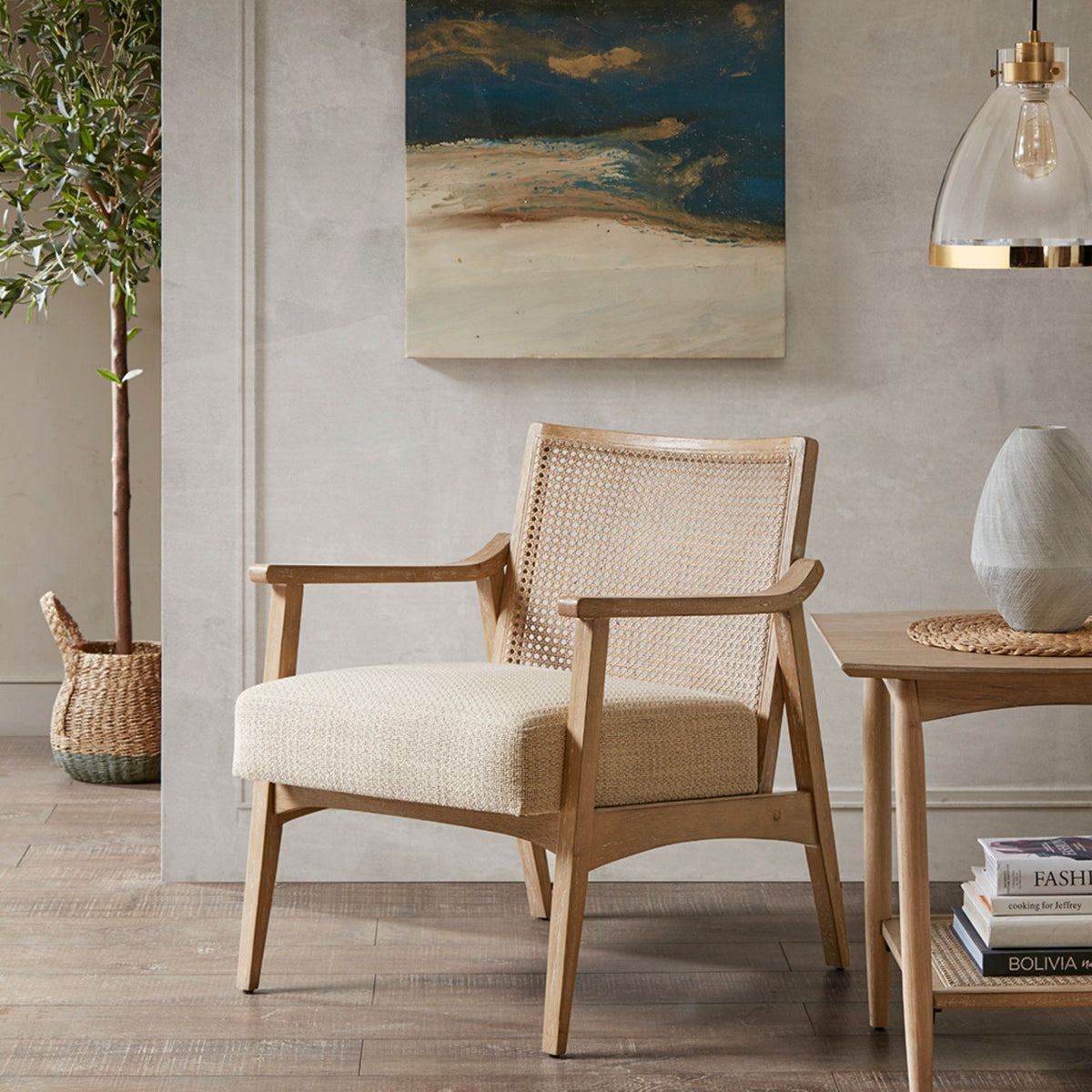 Chair With Upholstered Seat - Light Brown