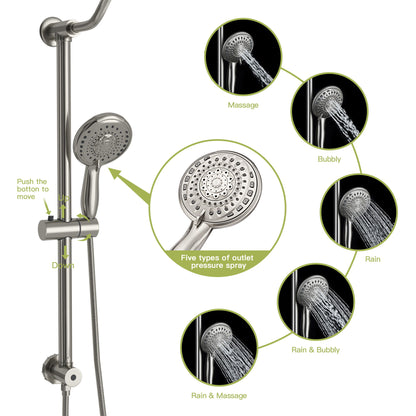 Round Shower Set With Dual Shower Heads And Hand Shower, 10" Top Spray - Brushed Nickel