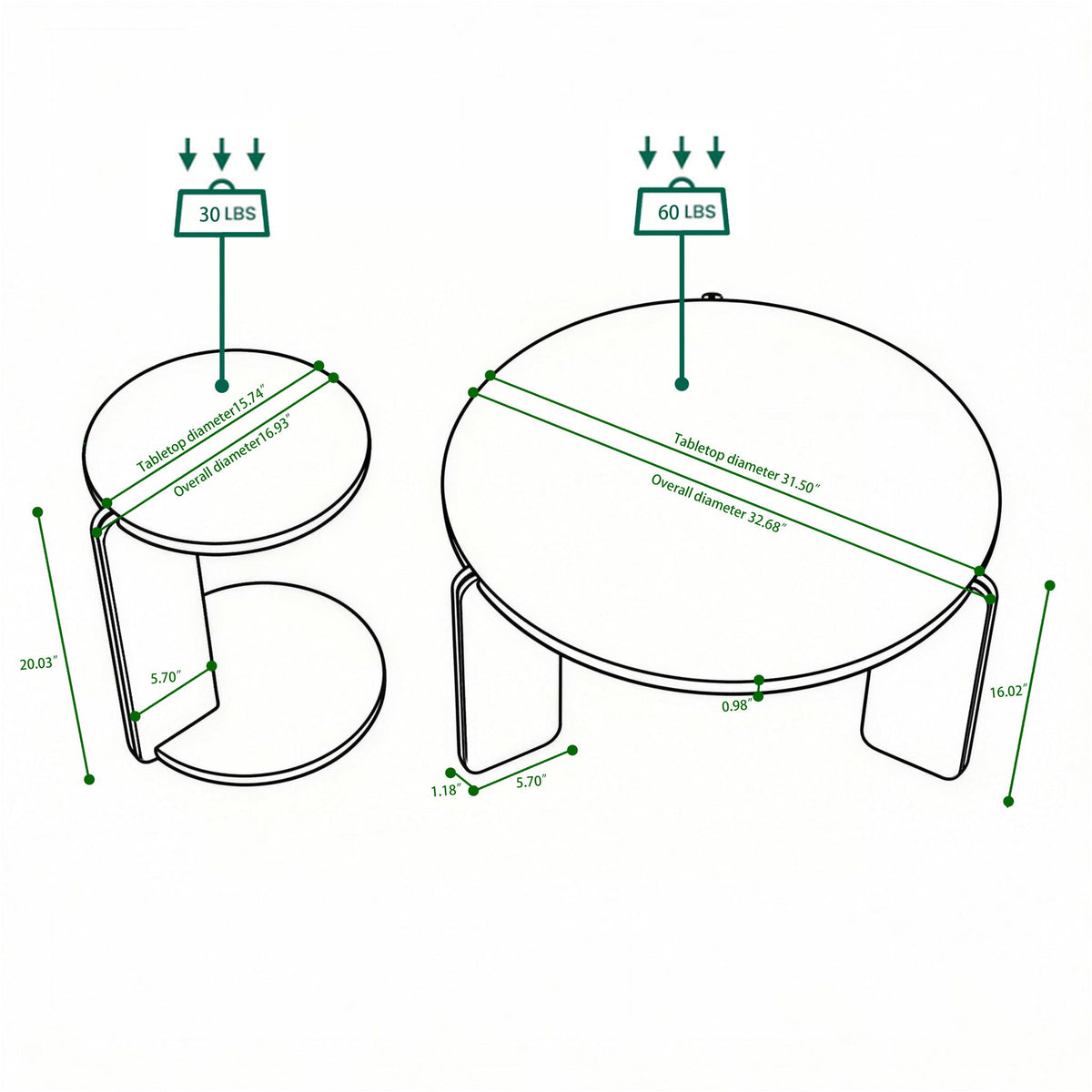 Round Coffee & End Table Set