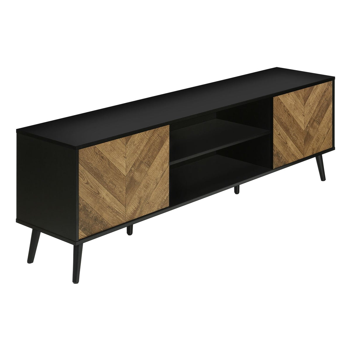 TV Stand, Console, Media Entertainment Center, Storage Cabinet, Modern Design - Black