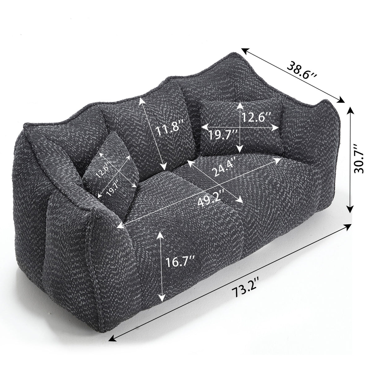 Comfortable Dual Beanbag Chair With High Resilience Foam Core For 2 People