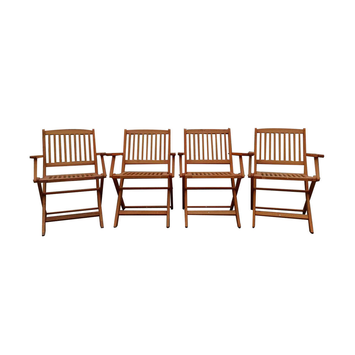 Foldable Patio Dining Set With 4 Folding Chairs For Indoor And Outdoor Use - Teak