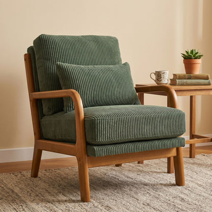 Upholstered Armchair With Back Support Pillow