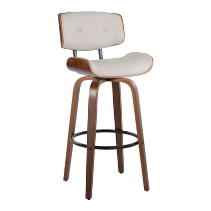 Lombardi - Mid-Century Modern Fixed Height Barstool With Swivel With Round Footrest (Set of 2)
