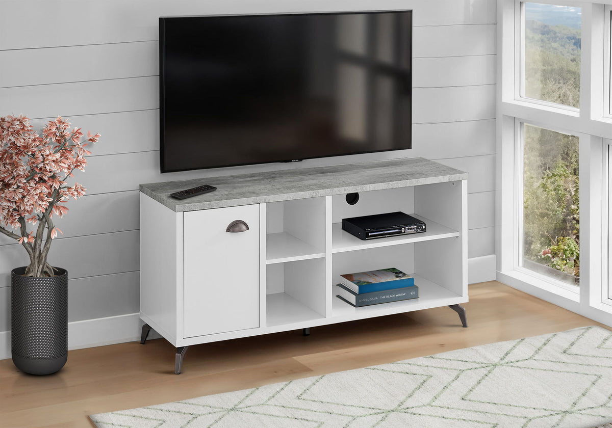 Mueble de TV, consola, centro de entretenimiento multimedia, mueble de almacenamiento, contemporáneo y moderno