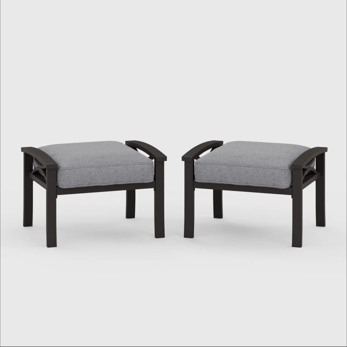 Modern All-Weather Ottomans With Cushions (Set of 2)