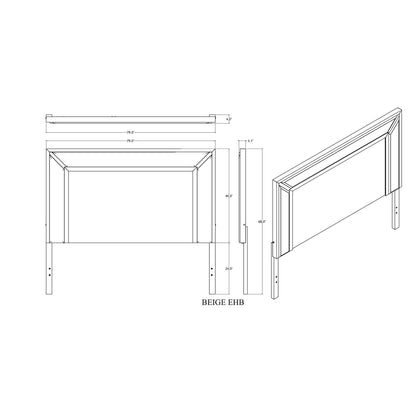 Ciara - King 5 Piece Bedroom Set With LED Lighting, Clean Lines And Upholstered Mirror - Beige