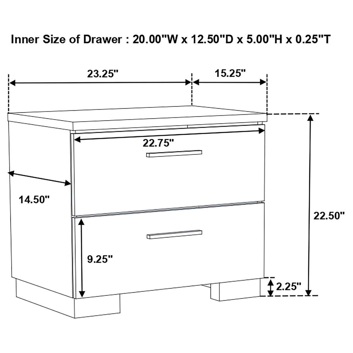 Dulcey - 2 Drawer Nightstand - Gloss White