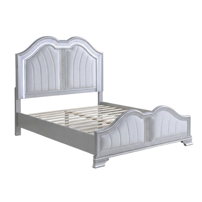 Eastern King Size Bed Built In USB LED Lighting - Silver
