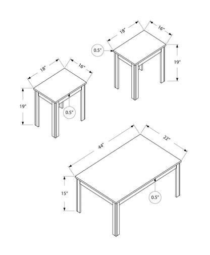 Juego de mesa de centro, auxiliar, de esquina y de acento para sala de estar de estilo transicional (juego de 3)