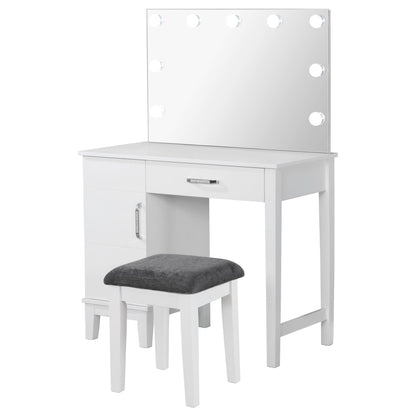 Elijah - Vanity Set With Lighting And Stool - White