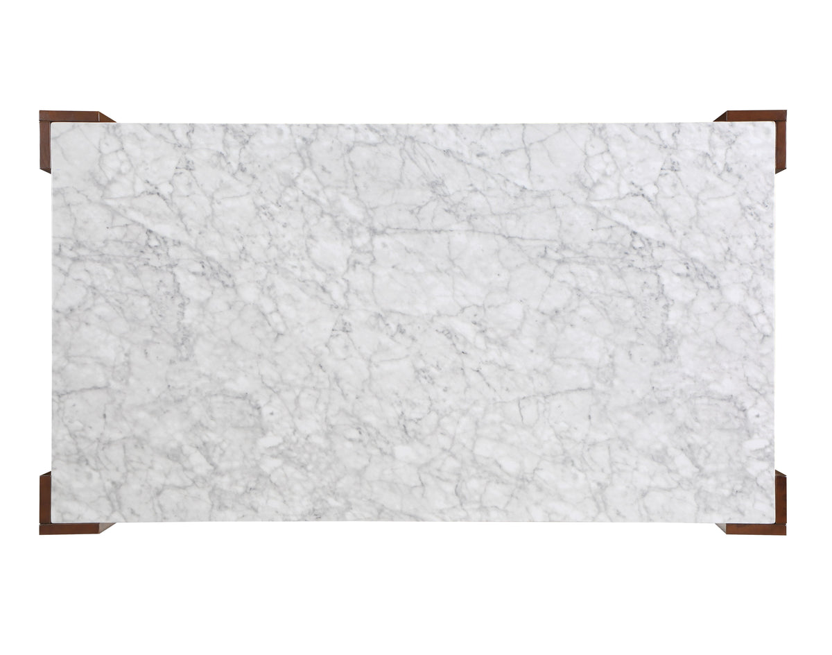 Hettie - Mesa de comedor con tablero de piedra artificial - Marrón