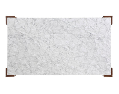 Hettie - Mesa de comedor con tablero de piedra artificial - Marrón