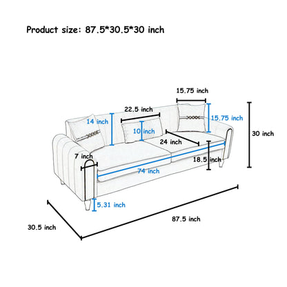 2 Piece Sofa 3 Seater Sofas Set - Blue