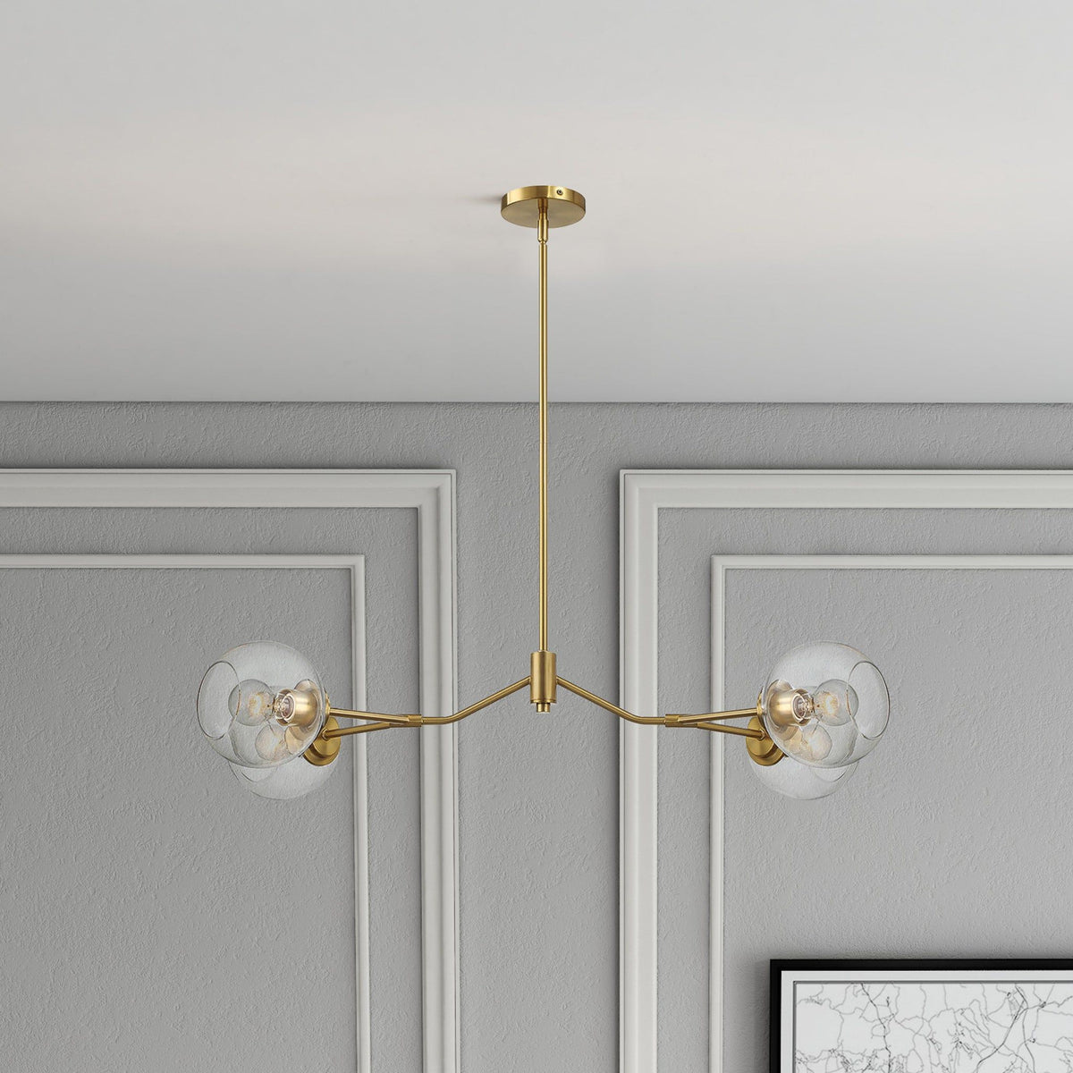 Jewel - 4 Lights Chandelier Ceiling Hanging Light Fixture - Clear / Gold